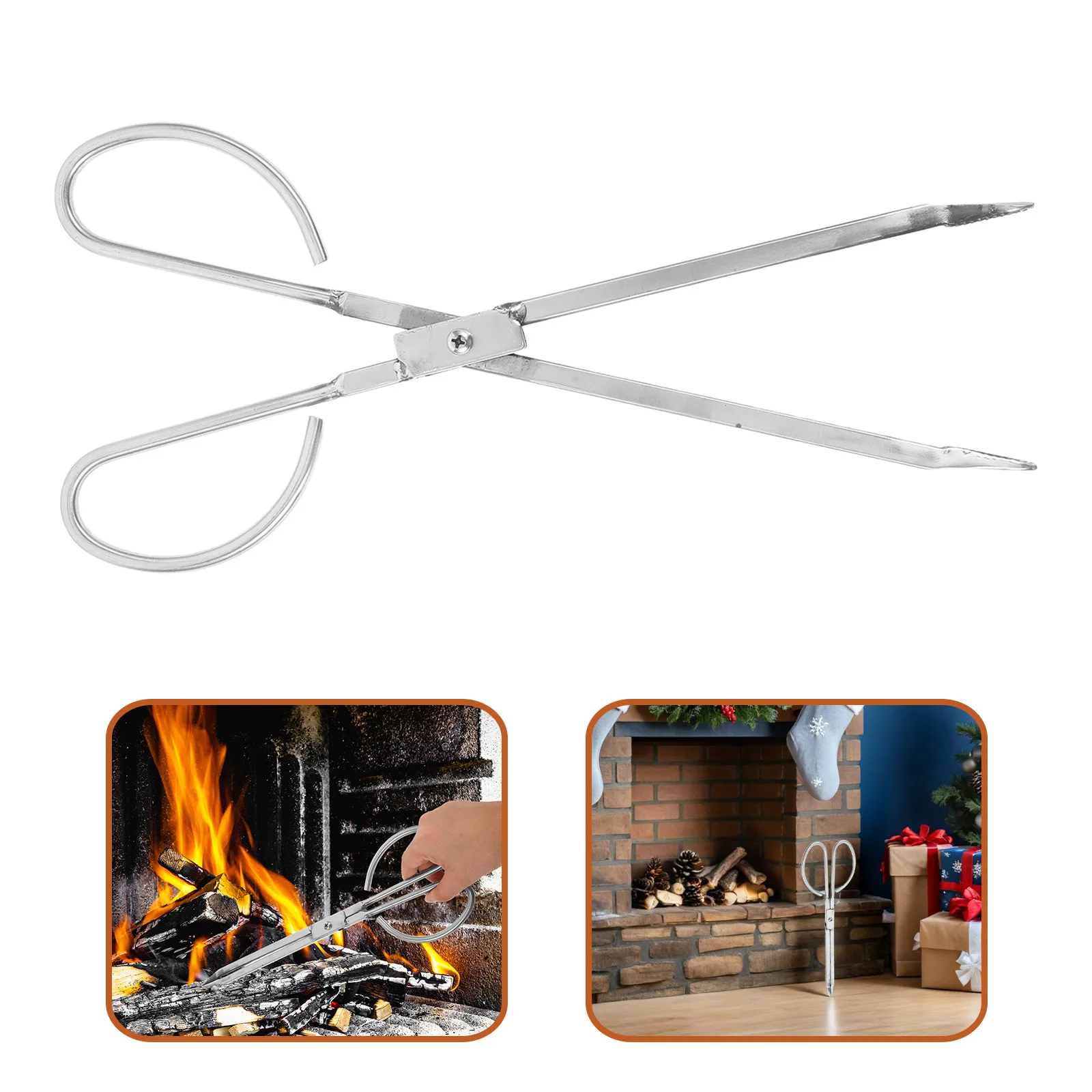 Stainless Steel Fireplace Tongs 36Cm Log Claw Grabbers Bbq Ash Tool Charcoal Rake Fire Pit Coal Poker Tong Patio Grill Camping