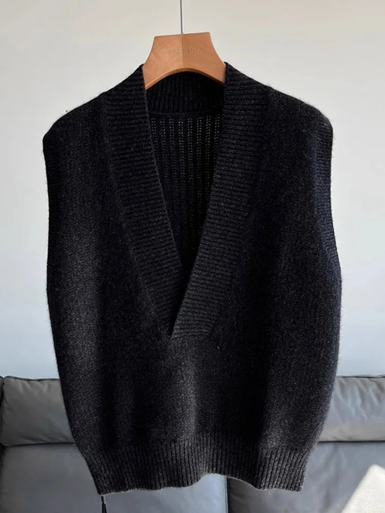 

Ele Pure Color вязаный жилет V-Ne Svel для похудения, удобный простой модный топ Lazy Sle для женщин