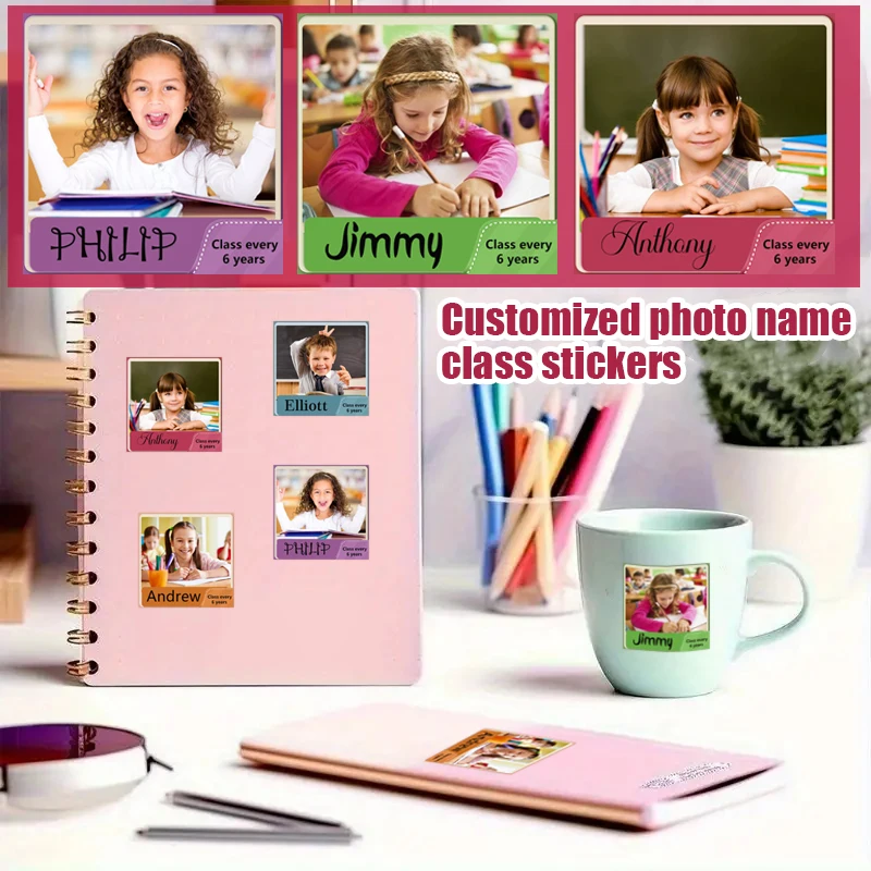 

Personalized Label Stickers, Custom photo Name Stickers for Water Bottles, Cups, Children's Stationery, school Waterproof