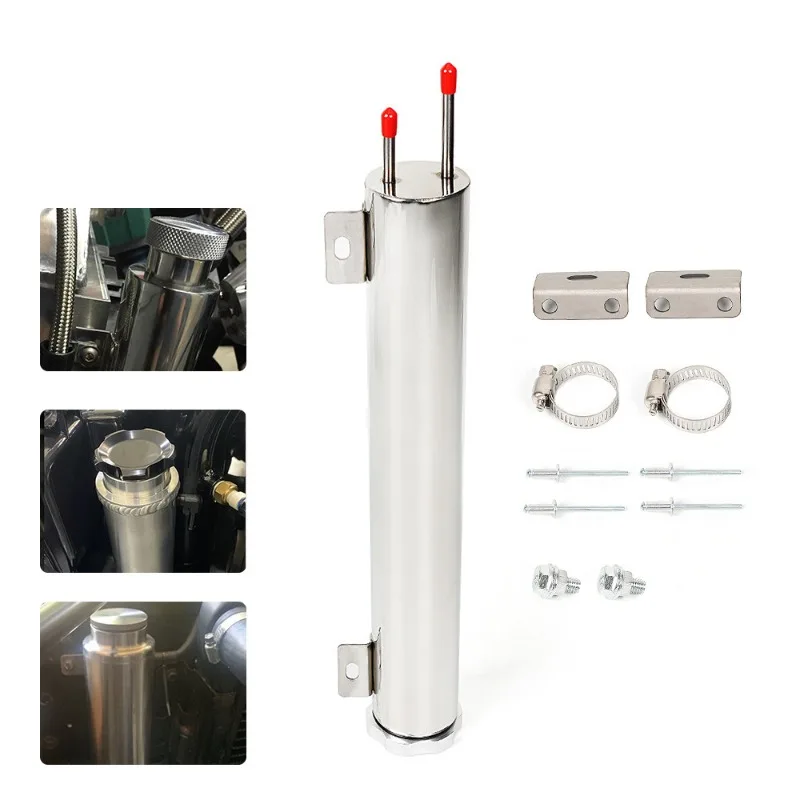 Car Modification Parts Overflow Tank, Polished Stainless Steel Radiator Overflow Tank Cooling Kettle 2 Inches