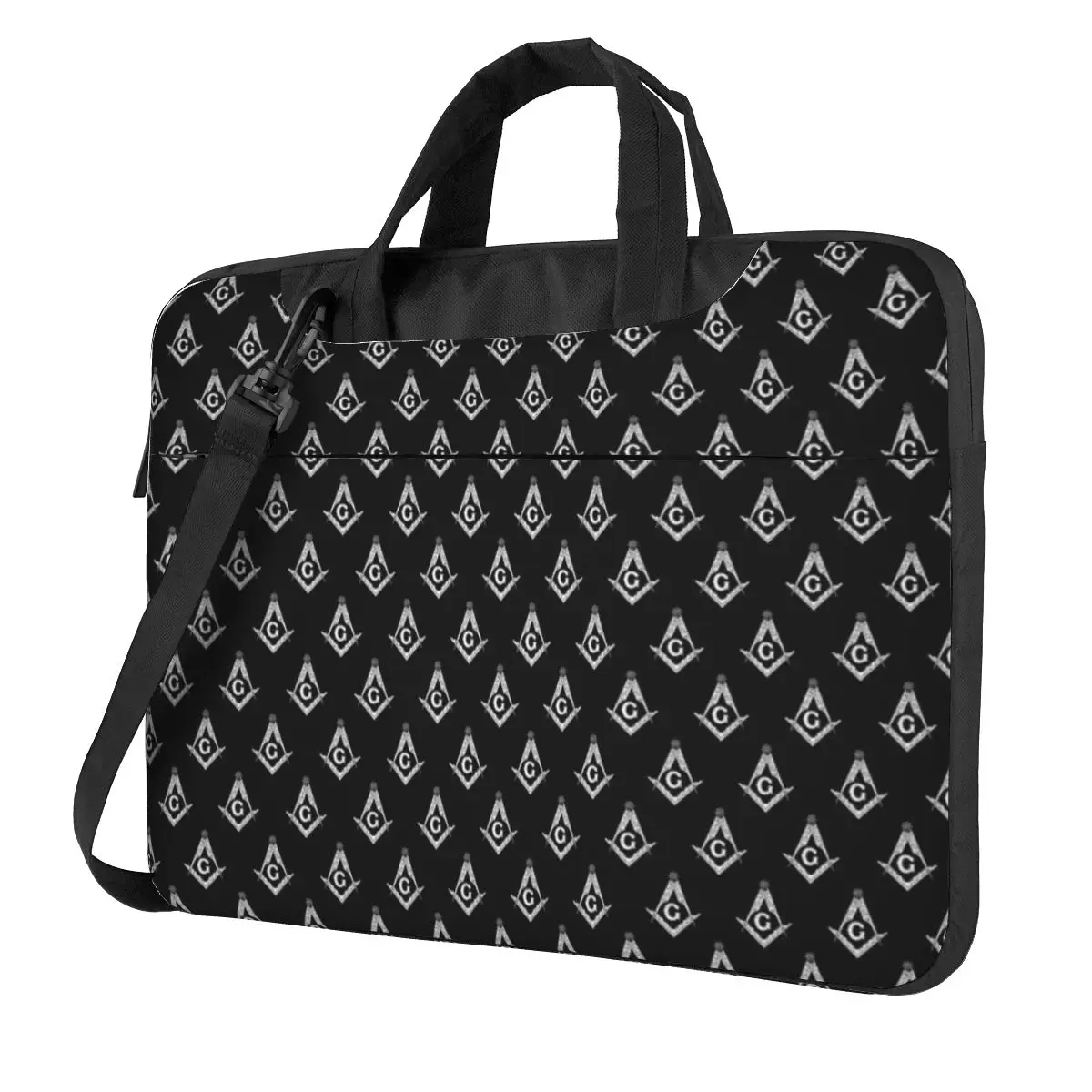Freemason Pattern Gold Blue Square And Compass Masonic Crossbody Laptop Bag Case Computer Bag 13 14 15.6 InchMacbook Pro Lenovo