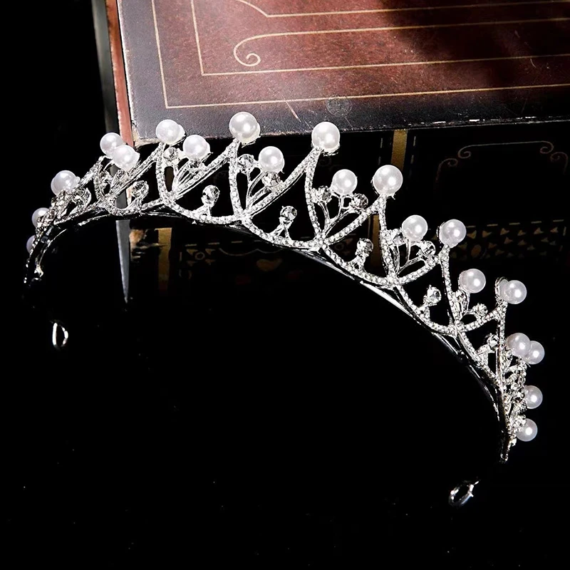 2023 New Women Girls Silver Color Crown Headwear Korean Crystal Tiara Fashion Birthday Dress Rhinestone Crown Hair Accessories