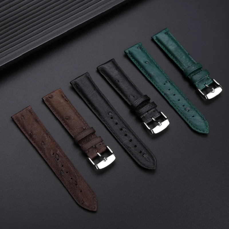 For Rolex Hamilton Citizen soft handmade ostrich leather watchband 19mm 20mm 21mm 22mm watch straps Men metal buckle accessories