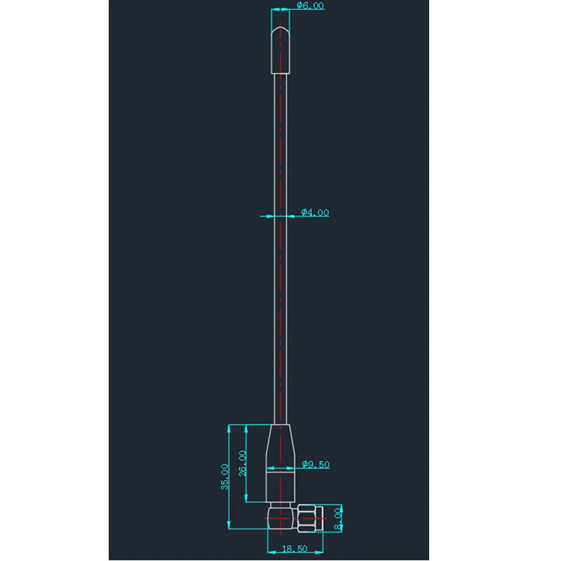 840-868-915MHz 1.2G-1.3G-1.4G/WIFI 2.4G Soft whip high gain UAV picture data transmission antenna Right Angle SMA Male connector