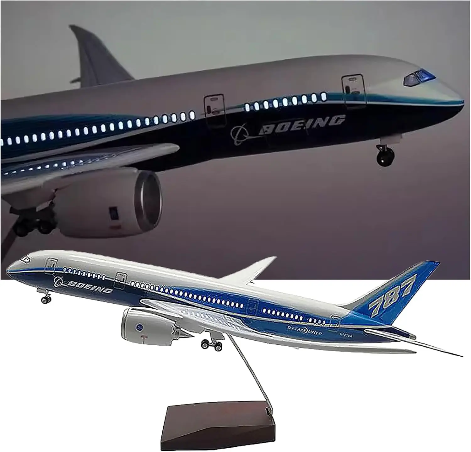 

1:130 Scale Resin Airplane 47cm Diecast Model Civil Airliner B787 Prototype Aircraft With Led Toy Plane For Boys Gift Ornaments