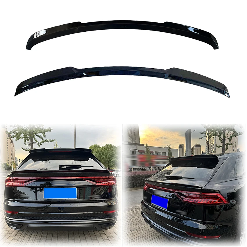 2018 do Audi Q8 S-Line Sline Samochodowy tylny dach i środkowy spojler Skrzydło wargi przez wysokiej jakości ABS Gloss Black Cover Body Kit