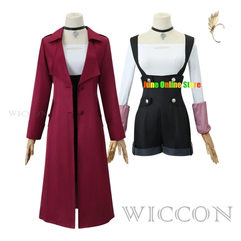 Disfraz de Cosplay de Anime para mujeres y niñas, peluca de uniforme Neane, chaqueta, collar, accesorios de fiesta de Halloween, rojo metálico, Redstar