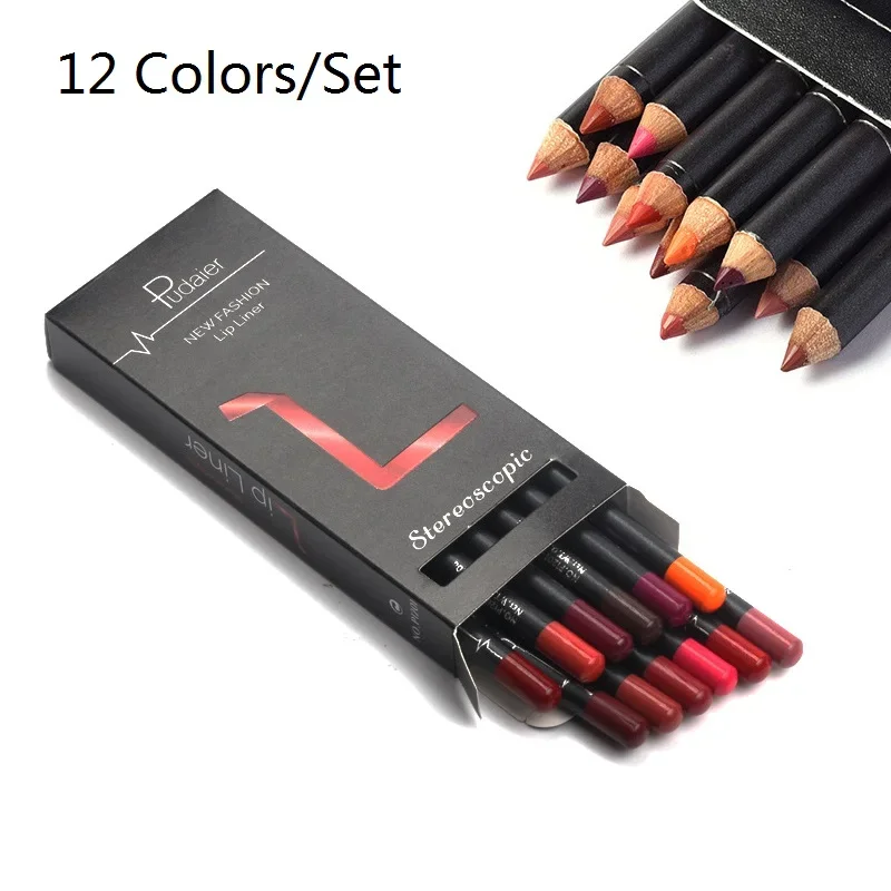 12 Kleuren/Set Waterdichte Lip Liner Potlood Naakt Matte Lipliner Hydraterende Langdurige Lippenstift Pen Professionele Make-Up Lip Kit