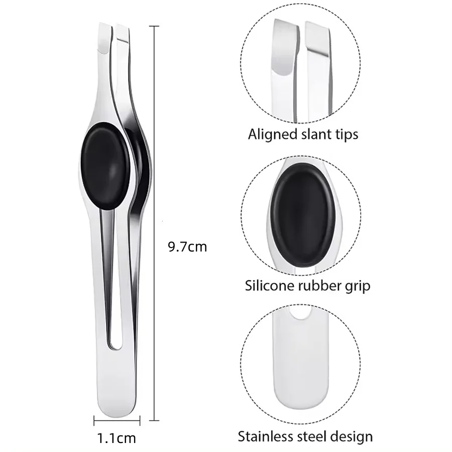 Pince à sourcils en acier inoxydable, 1 pièce/2 pièces, Clip diagonal pour le ventre, pince à trous pour faux cils, pince à épiler pour couper les sourcils, pince à barbe