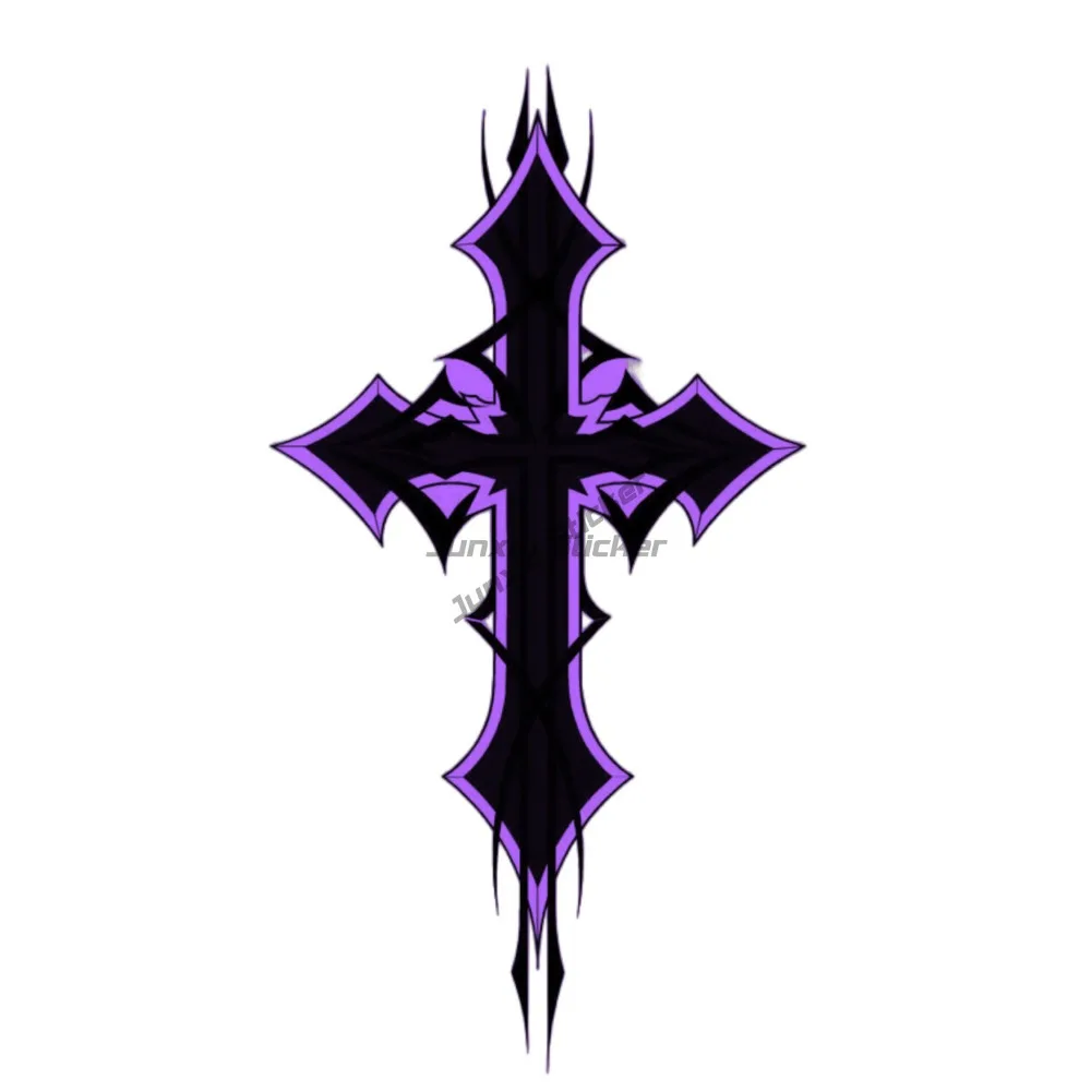 

Gothic Cross Sticker Purple Black Design Celtic Pastel Goth Christian Scratch Sticker Windows Windshield Luggage Decals