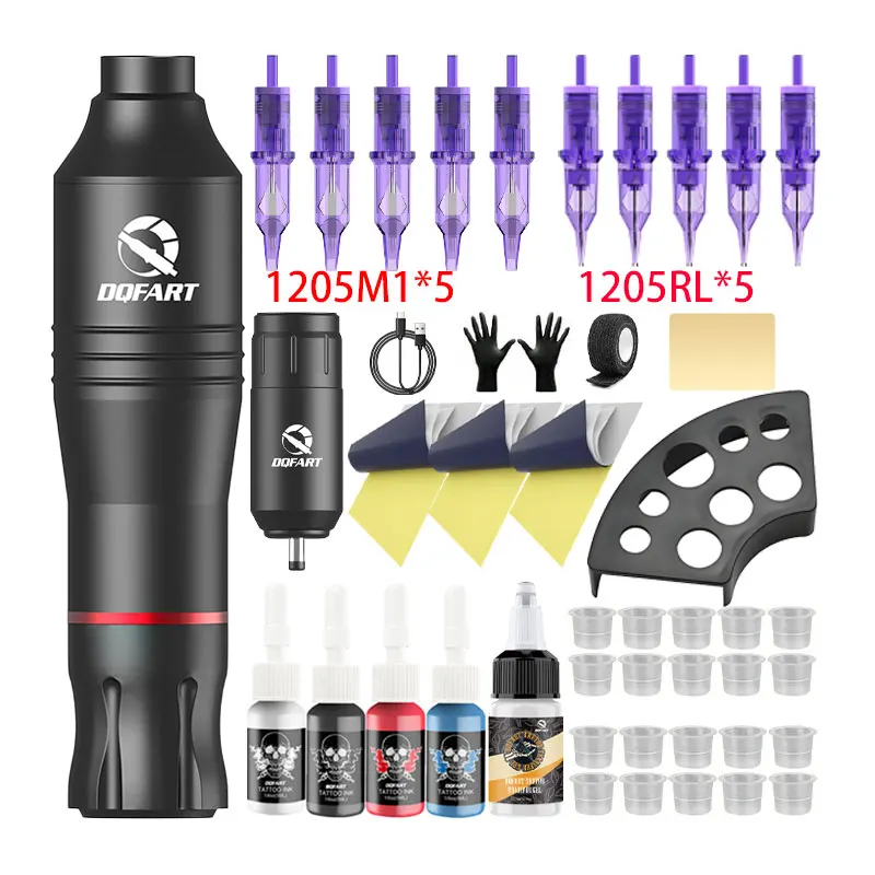 

DQFART 1200mAh Battery Rotary Wireless Tattoo Pen Kit Tattoo Machine for Artists/Beginners Portable Tattoo Starter Set
