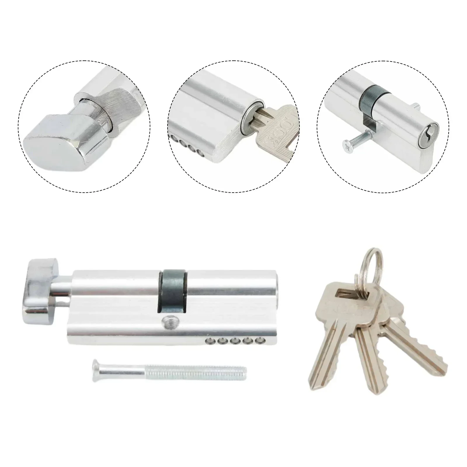 1set Thumb Turn Cylinder With 3 Keys Anti-rust Single Open Lock Cylinde Home Security Gate Door Lock Keys Hardware