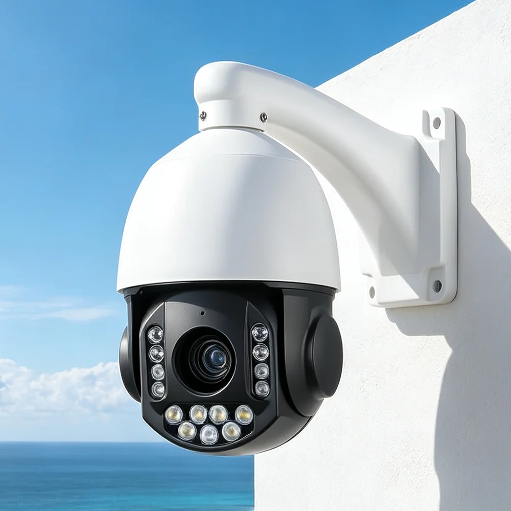 Outdoor Wired PoE PTZ Dome IP Camera 4K 8MP Ultra HD 30X Optical Zoom 360° AI Humanoid Vehicle Detect Auto Zoom Tracking Onvif