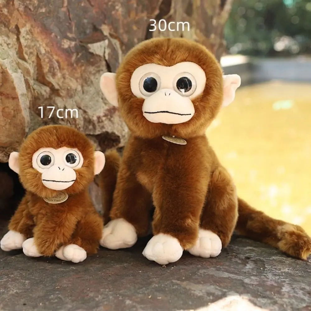 Home Decor Big Eyed Golden Monkey Long Tail Stofftier Affe Gefüllt 17/30CM Schlafzimmerdekoration Brauner Affe