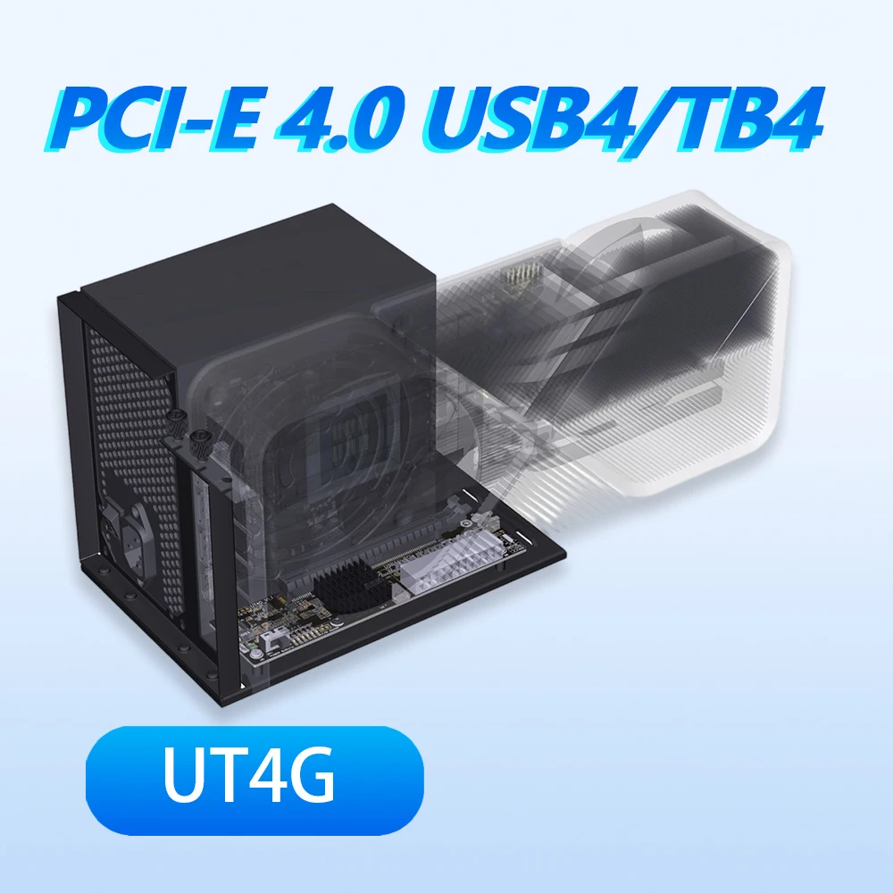 محطة إرساء EGPU للكمبيوتر المحمول ADT-LINK UT4G BK7 مع حامل، USB4 إلى PCIe 4.0 X4، متوافقة مع Thunderbolt 3/4 تدعم RTX20