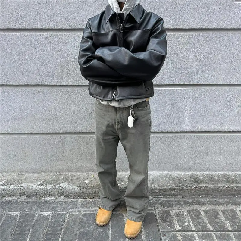 

Новые мужские джинсы-клеш 2024 года, 3 унции, винтажные, черные, с низкой посадкой, длинные брюки, на молнии, из денима