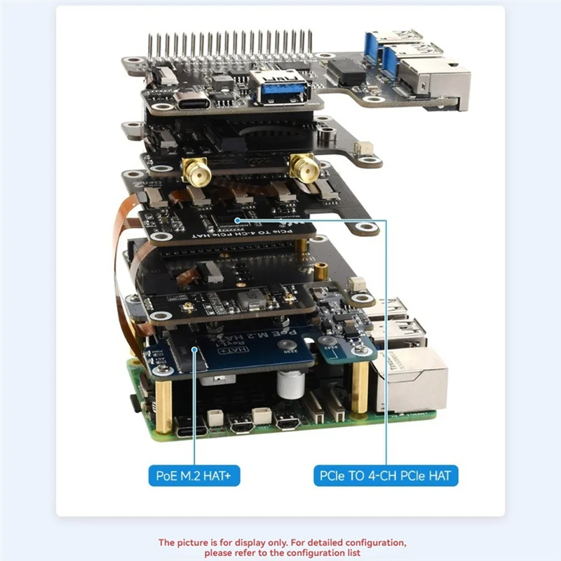 【B89E】Para Raspberry Pi 5 4-CH Pcie HAT Board Pcie FFC Placa de expansão suporta empilhamento de módulos Pcie HAT