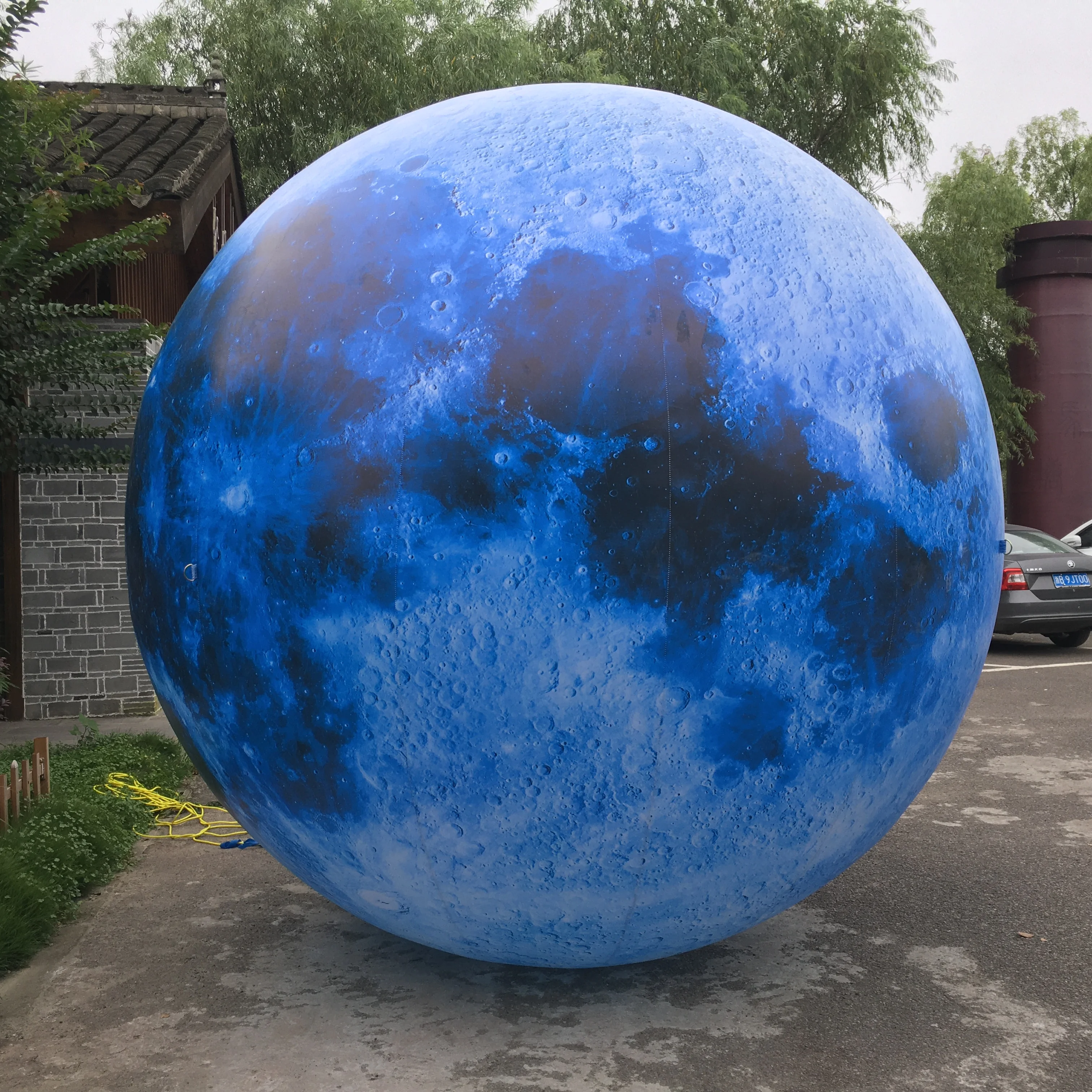 Boule de lune bleue gonflable géante avec lumières LED, ballon planète hermétique en PVC pour événement, fête, spectacle, décoration de scène, jouets d'extérieur