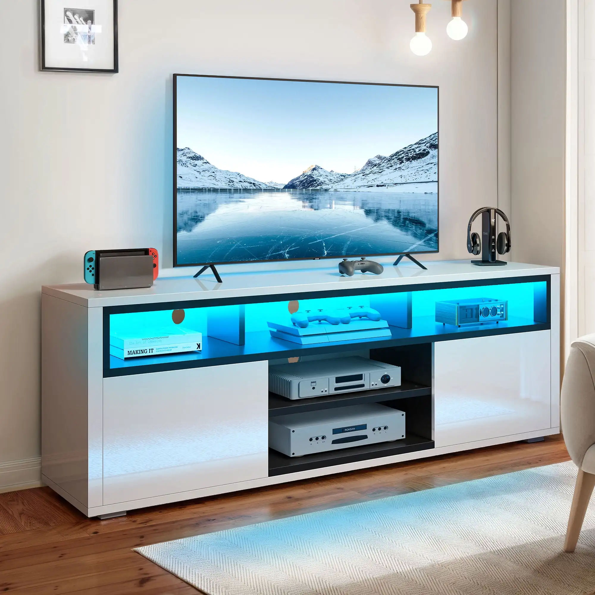 High Gloss LED TV Stand for 75