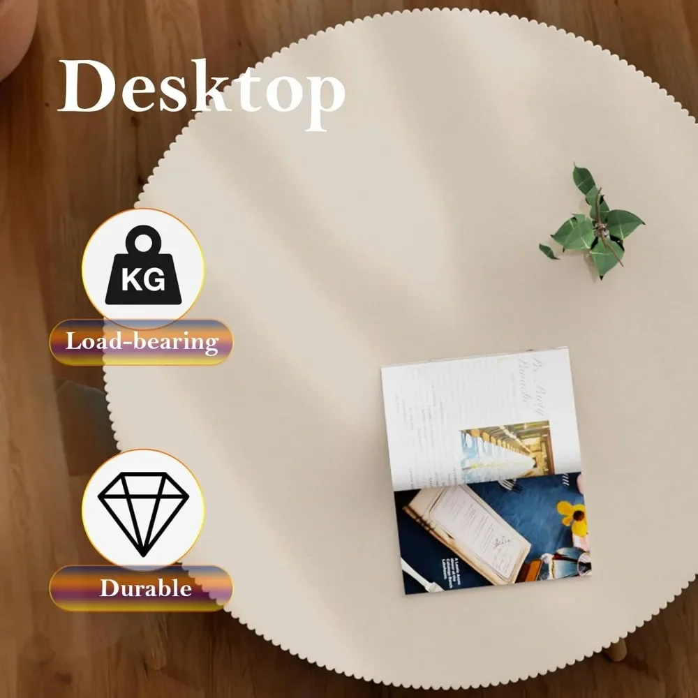 طاولة قهوة حديثة ذات أسطوانة مخددة مع تصميم حافة منقوشة يدويًا وقاعدة ثابتة وقوية