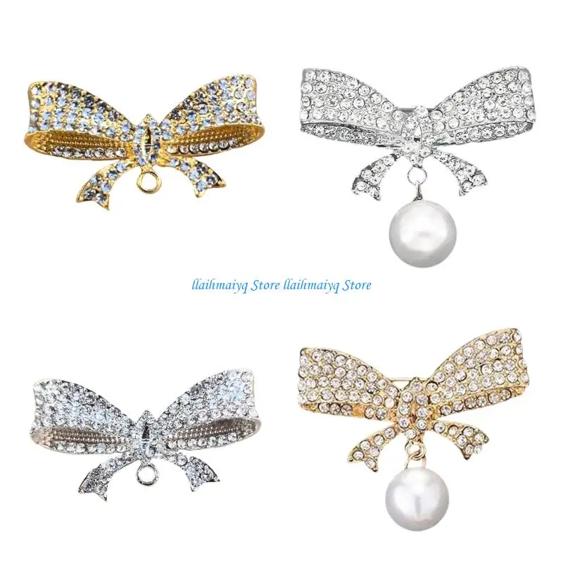 

573B Stylish Rhinestones Bowknot Brooch Alloy Crafted Jewelry Pieces for Daily Wear