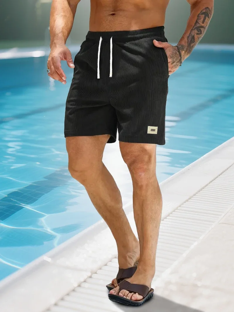 

Мужские вельветовые однотонные повседневные модные простые универсальные летние шорты с карманами и шнурком с индивидуальной этикеткой