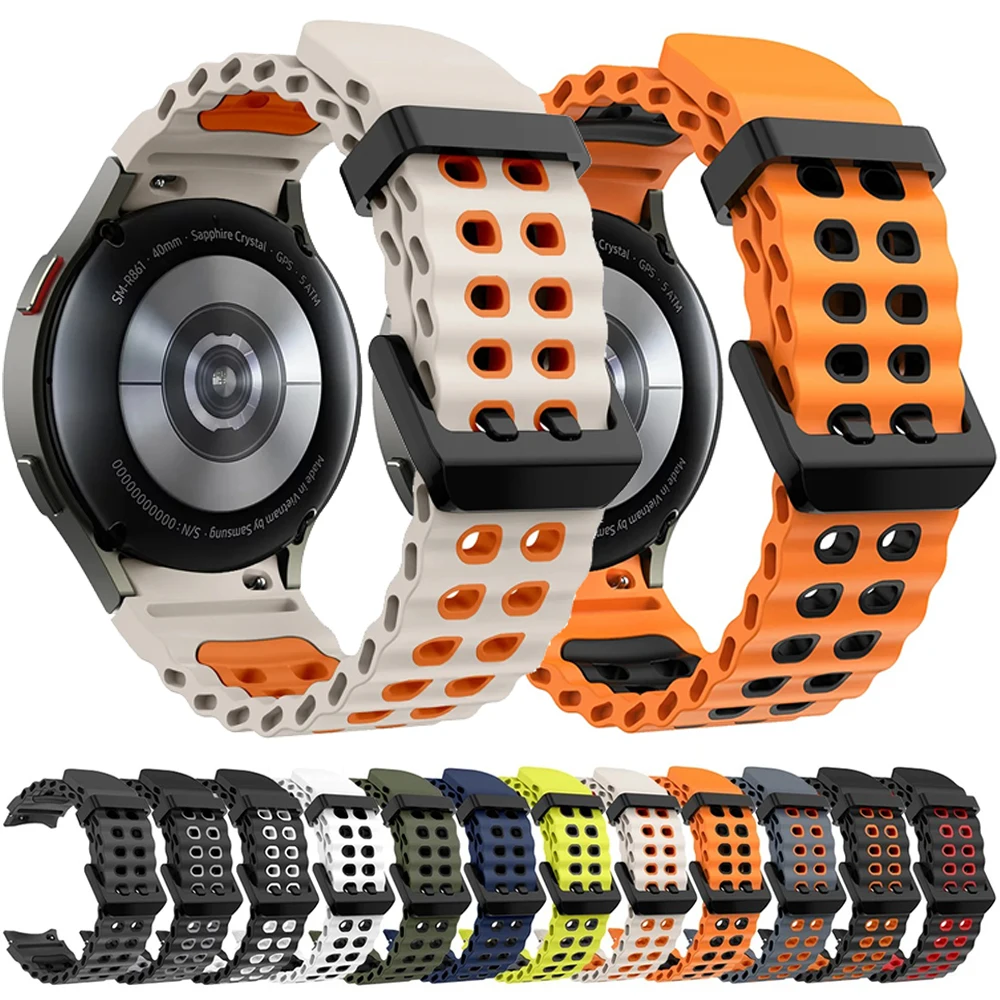 Silicone strap for Samsung Galaxy Watch 7 6 5 44mm 40mm Sports breathable replacement wristband watch 4 6 classic 47mm 46mm 43mm