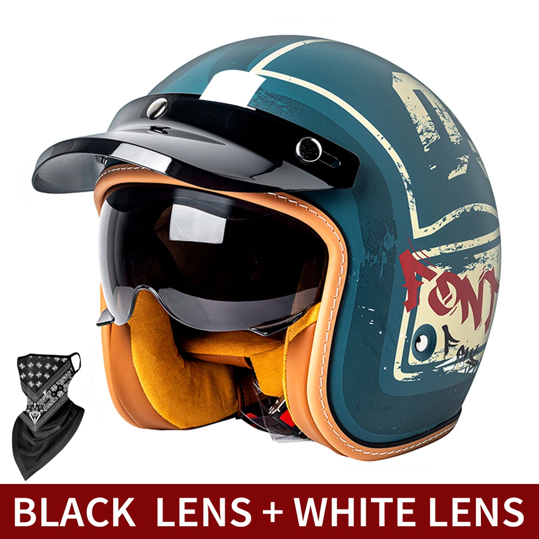 

Новый ретро-шлем три четверти для мужчин и женщин; универсальный полушлем крейсера со встроенными выдвижными очками для всех сезонов.