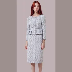 Fashionable and Classic Small Fragrant Style Small Crowd Set Two Piece Set with Waist Wrap to Show Slim Paris Thick Tweed Skirt