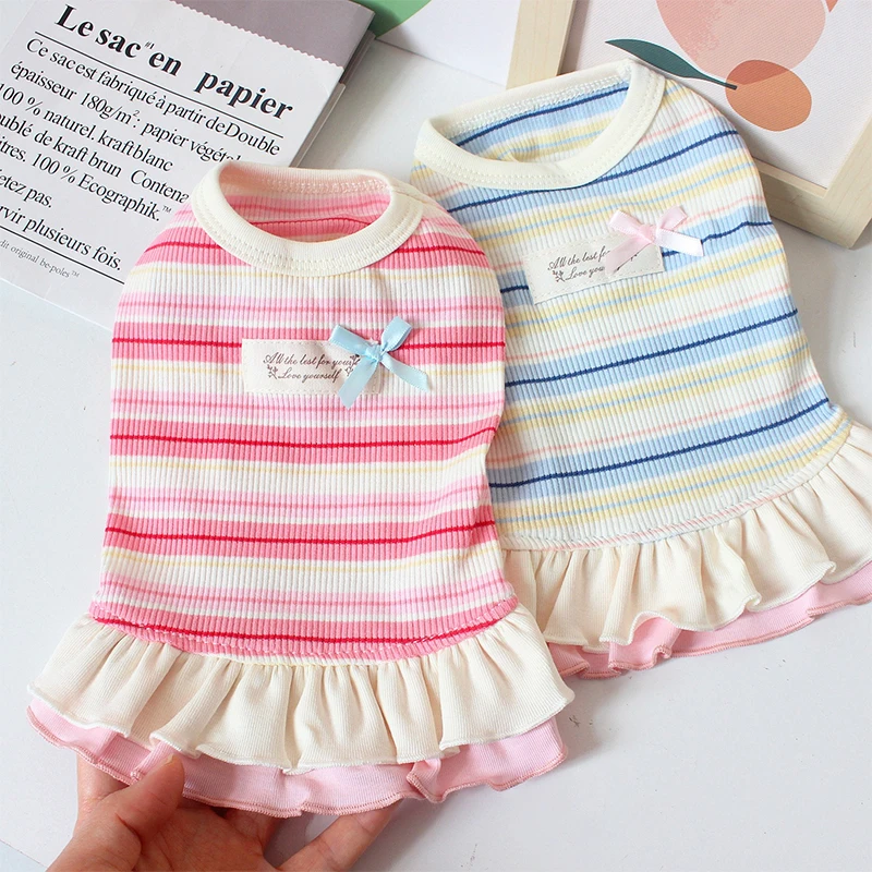 Vestido Refrigerante Delgado para Perro, Ropa a Rayas para Perros, Faldas de Verano para Cachorros, Disfraz para Perros, Ropa para Chihuahua, Suministros para Perros Bichón, Novedad 2026