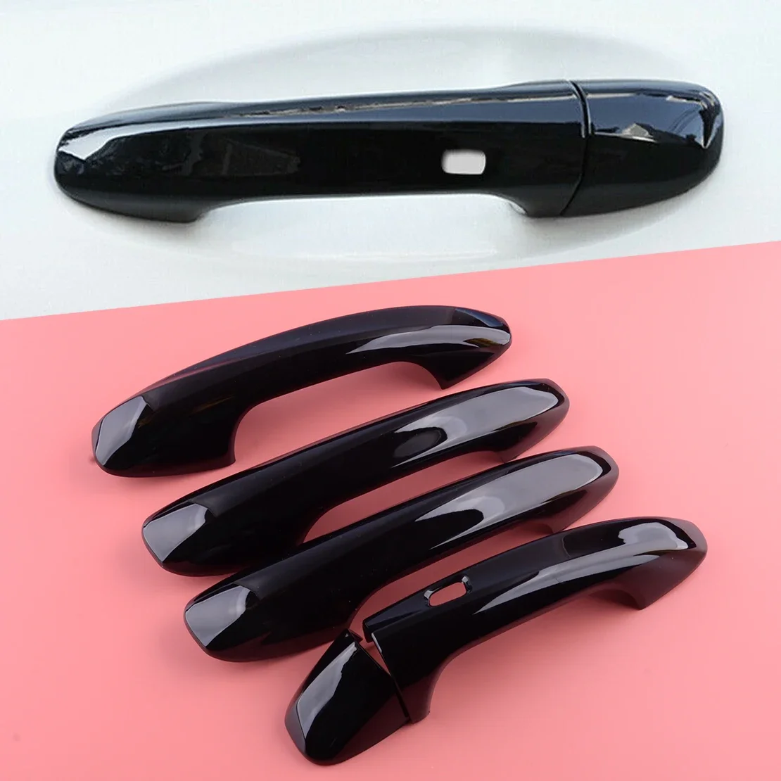 

ABS Car Exterior Black Door Handle Cover Trim Frame Fit For Mercedes Benz C E GLC Class W205 X253 W213 2016 2017 2018 2019