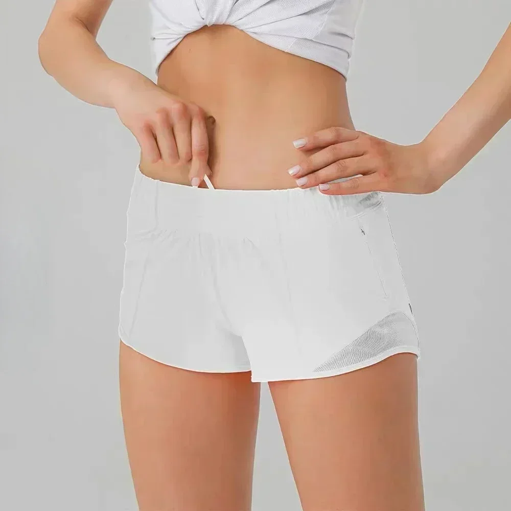 Hotty Hot Low-Rise Lined Short Lightweight Mesh Running Yoga Built-in Liner Shorts With Zipper Pocket And Reflective Detail