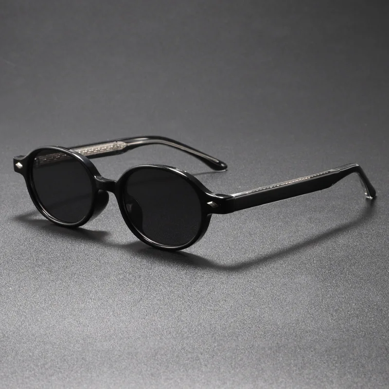 Modische Unisex-Retro-Sonnenbrille TR90 mit rundem Rahmen und Nadel durch den Arm, High-End-Streetwear, Strandurlaub-Dekorationssonne