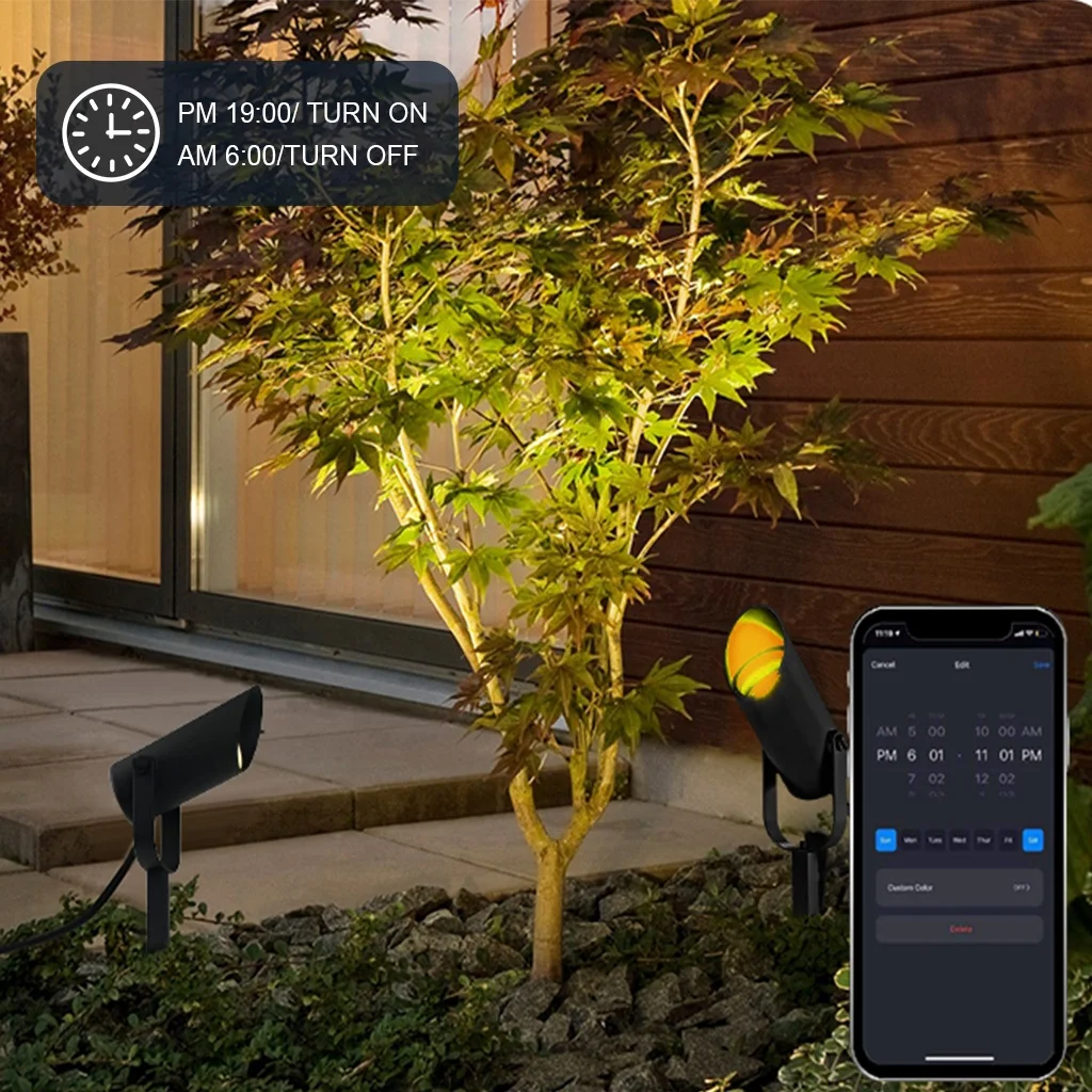 Smart WiFi APP Controlled 110/220V  4 Pack RGBCW Aluminum IP65 Garden Waterproof Outdoor Landscape Lights Led Spot Light