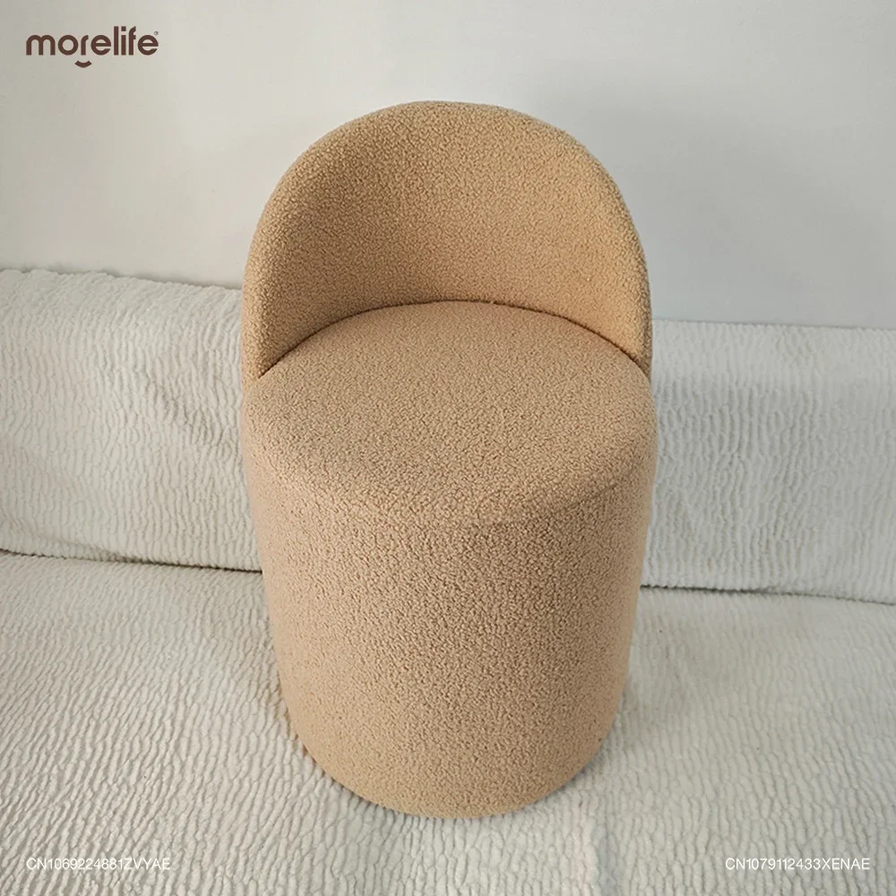 

Nordic 360° Rotary Cashmere Lamb Khaki Dressing Stools Footstool Makeup Chair Circular Shoe Changing Stool Home Furniture