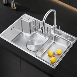 Internet celebrity Japanese 3D flat for large single slot nano 304 stainless steel sink kitchen wash basin household dish basin