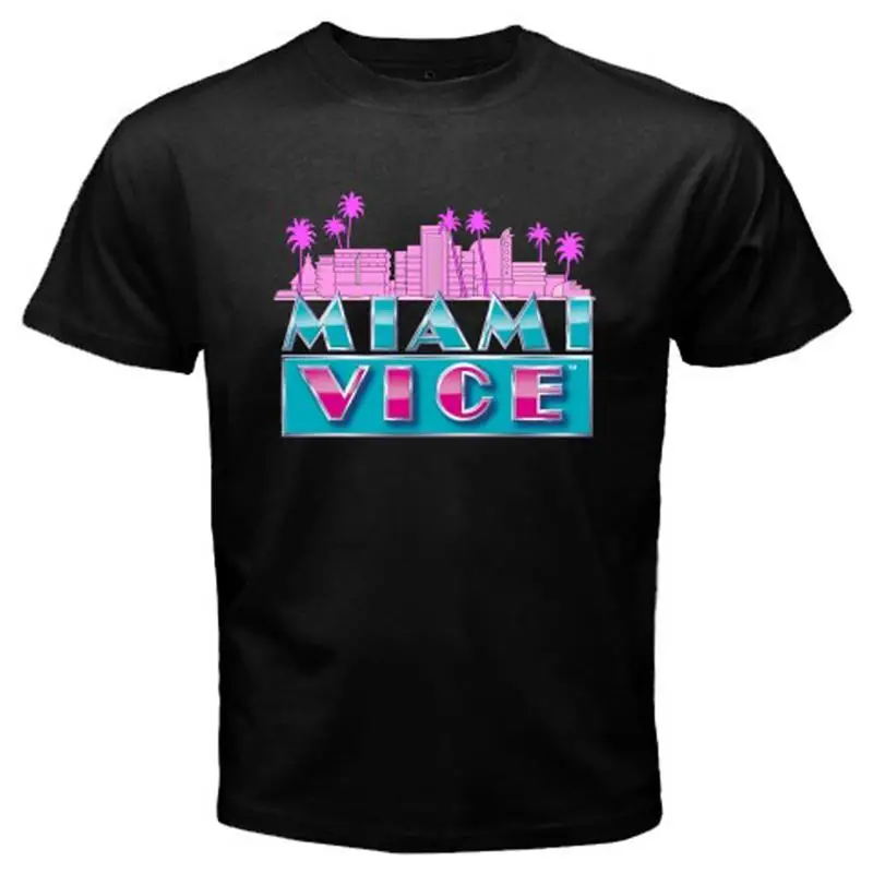 تي شيرت MIAMI VICE Classic TV Series Don Johnson للرجال باللون الأسود مقاس S 5XL #1