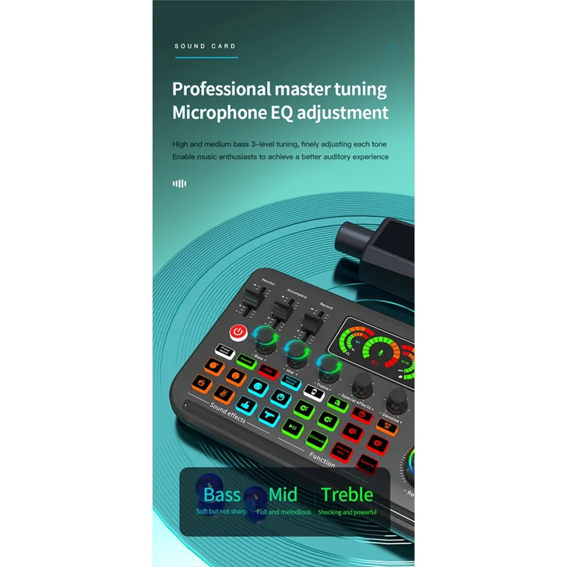 External Bluetooth Sound Card Live Sound Card Computer PC Sound Board Sound Mixer Live Mixer Noise Reduction Mixers-A36R