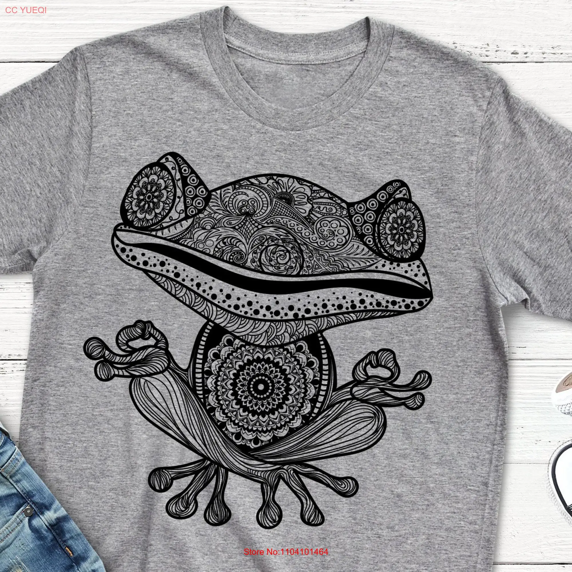 Yoga T Shirt Frog Mandala Yogi Meditation Om Namaste Tops Class Instructor for Men and Women long or short sleeves