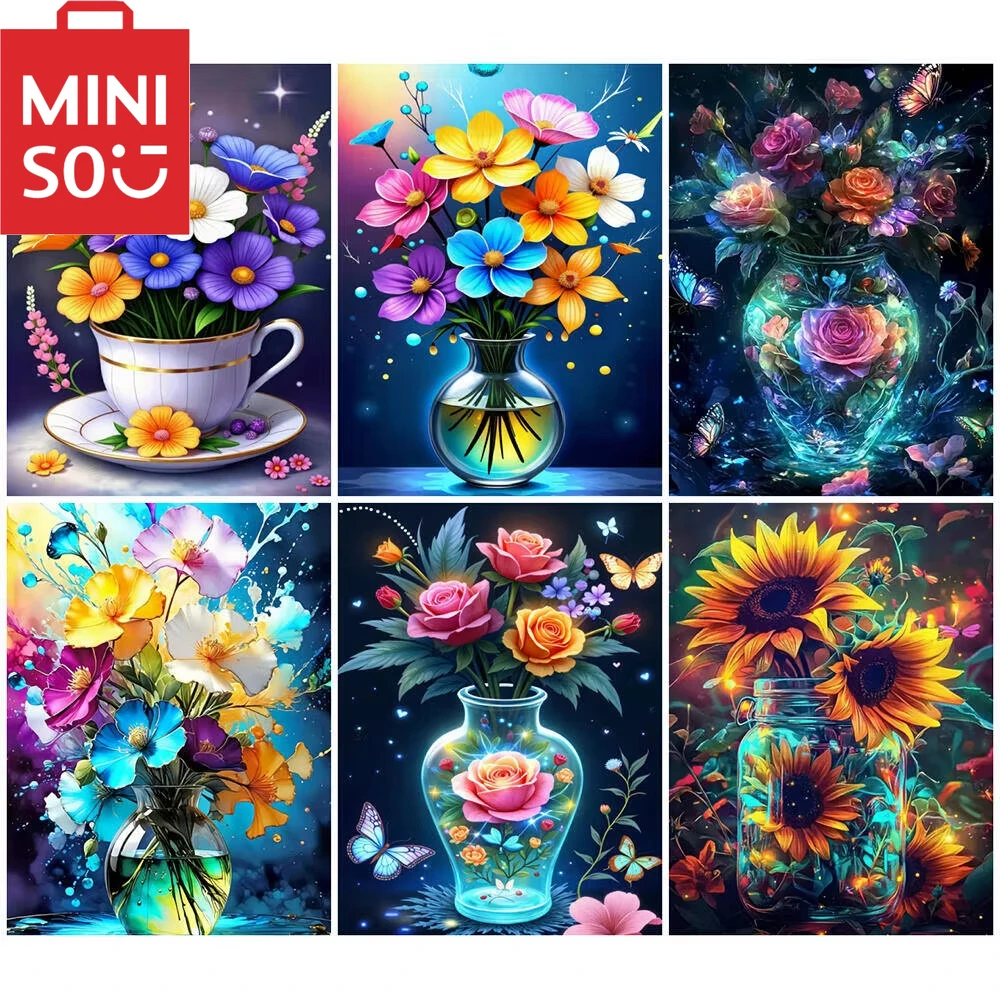 

MINISO картина маслом по номерам цветок подсолнечник лунный цветок украшение дома живопись стена спальня декор комнаты подарок рамки