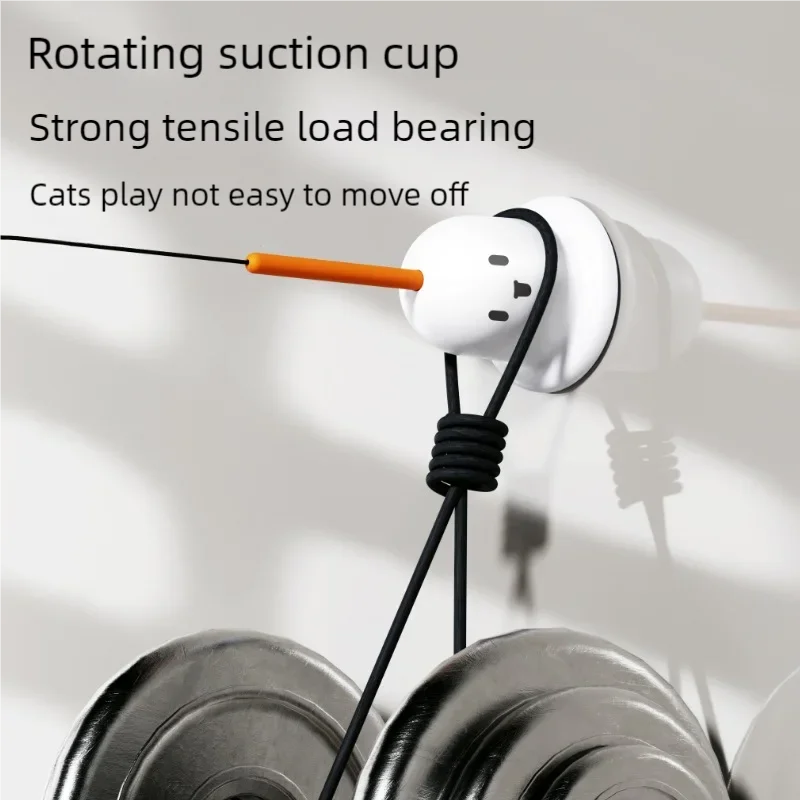 Cat Teaser Wand Strong Suction Cup Cat Feather Wand Bell Handheld Self Play Boredom Relief Kitten Interactive Indoor Pet Toy