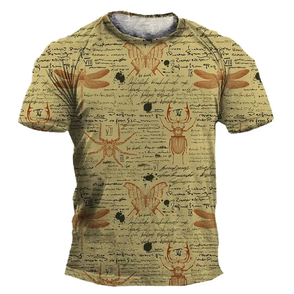 

Summer Men Harajuku Vintage Style Letter Graphics 3d Printed T-Shirt Street Loose Casual O Collar Short Sleeve Plus Size Top