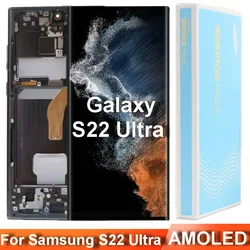 Pantalla Super AMOLED de 6,8 pulgadas para móvil, montaje de digitalizador con pantalla táctil LCD, para Samsung Galaxy S22 Ultra S908 S908B S908U S908F 5G