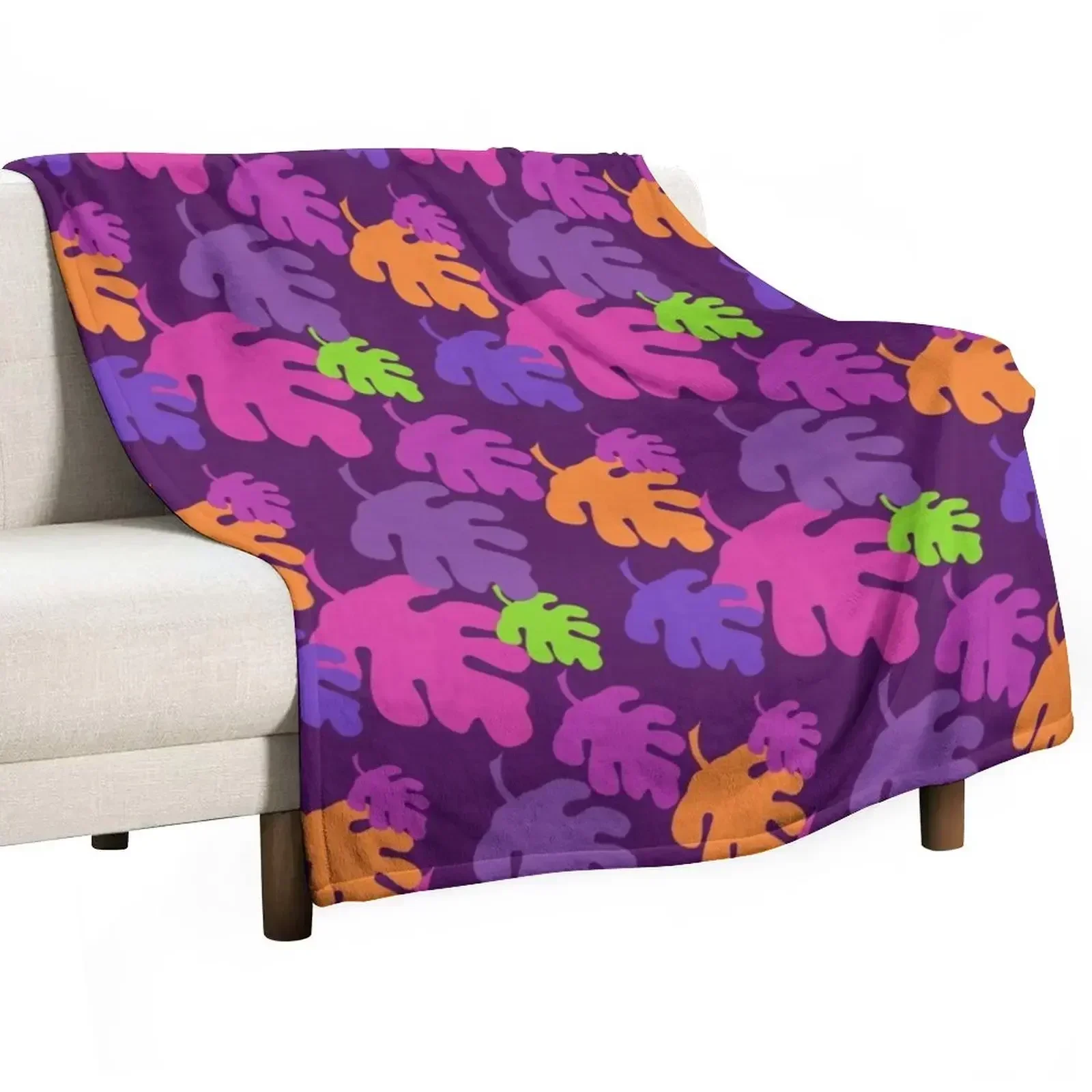 It's Raining Leaves (Funky Colour Splash Oak Edition) Throw Blanket Designers anime Plush Blankets