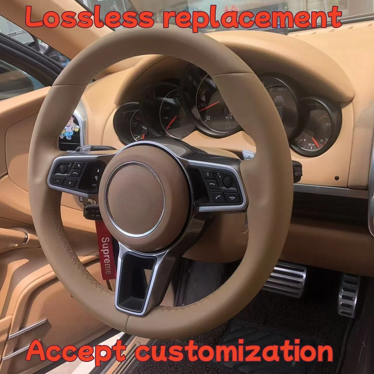 

cayenne panamera carrera boxster cayman upgrade Replace new steering wheel black, non-destructive installation of new steering w