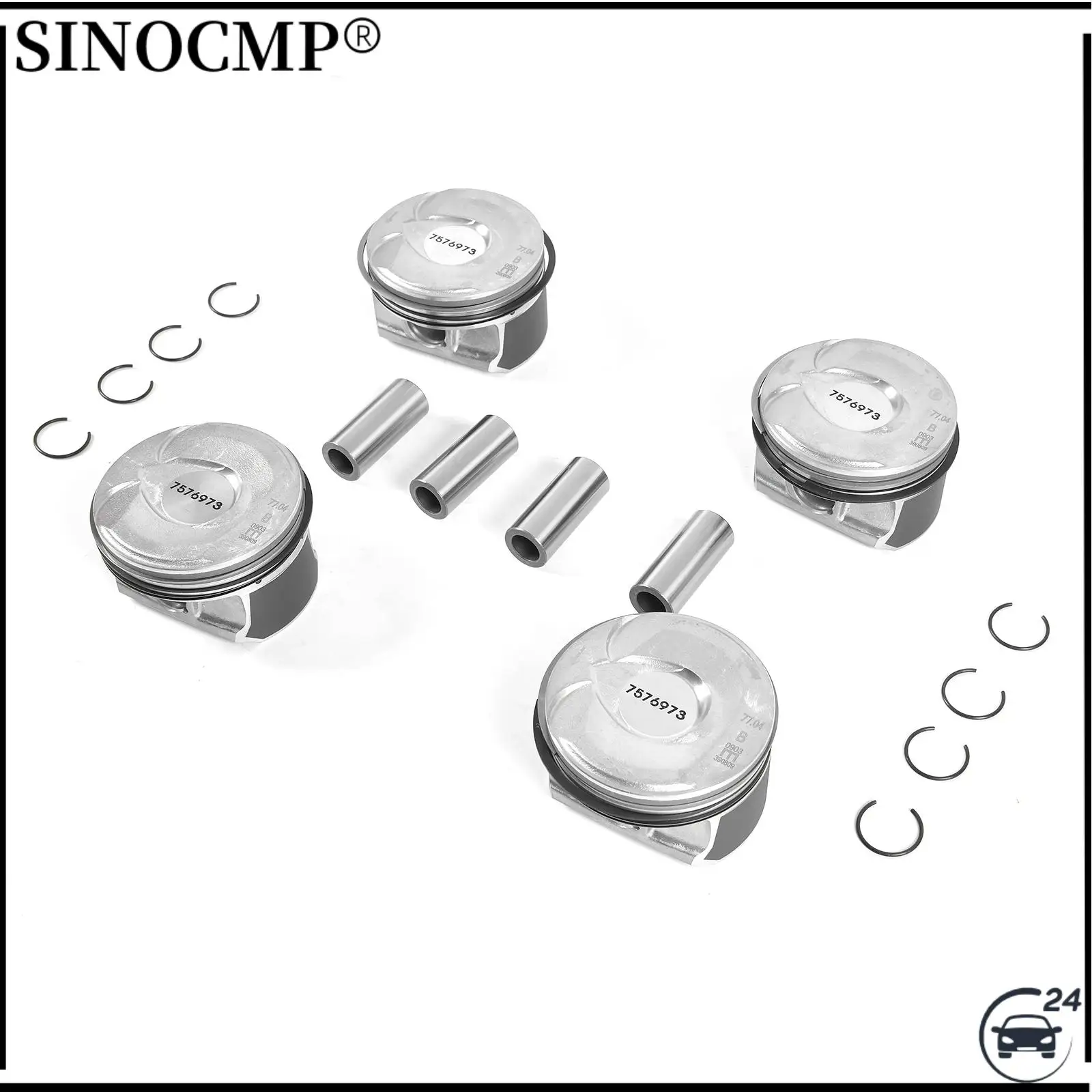 4 قطعة 11257566019 77 مللي متر المكبس الدائري ل 06-16 MINI R55-R61 N14 توربو كوبر كونتريمان سهلة التركيب مكونات المحركات المكابس