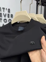 Nueva camiseta de manga corta de diseñador para hombre, camiseta fina y cómoda de color sólido, pantalón corto informal de negocios, top de manga