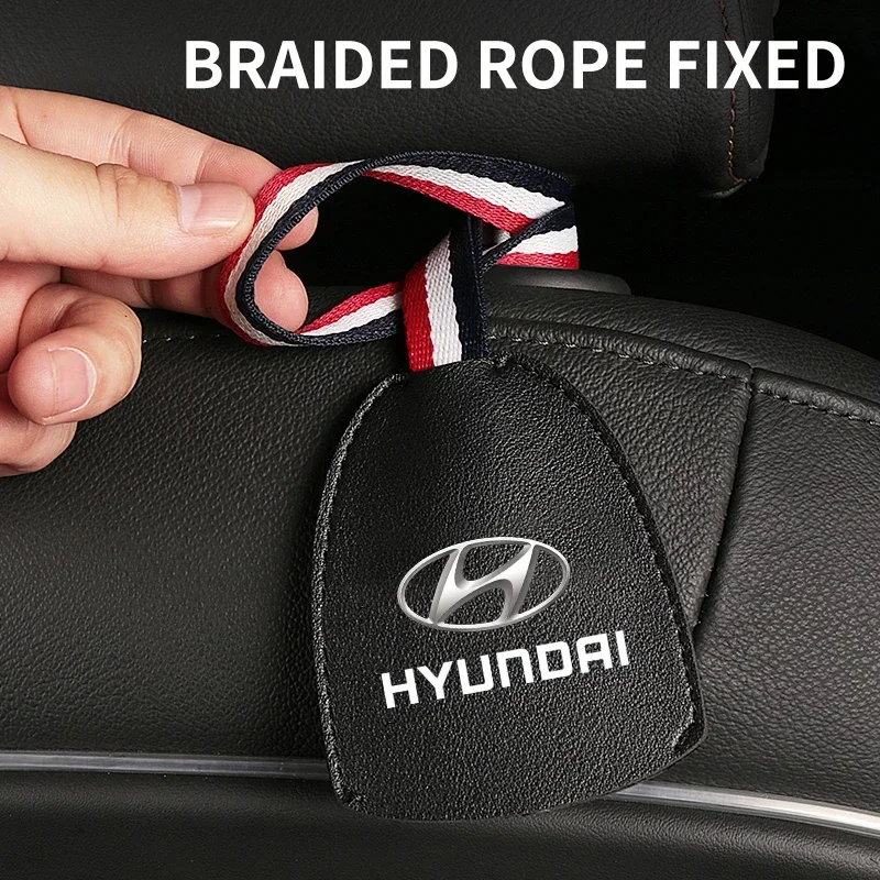Car Logo Seat Back Hanger Bag Hook Hidden Car Interior Hooks For Hyundai Tucson IX35 I30 I20 Kona Coupe Veloster I40 Getz - view 4