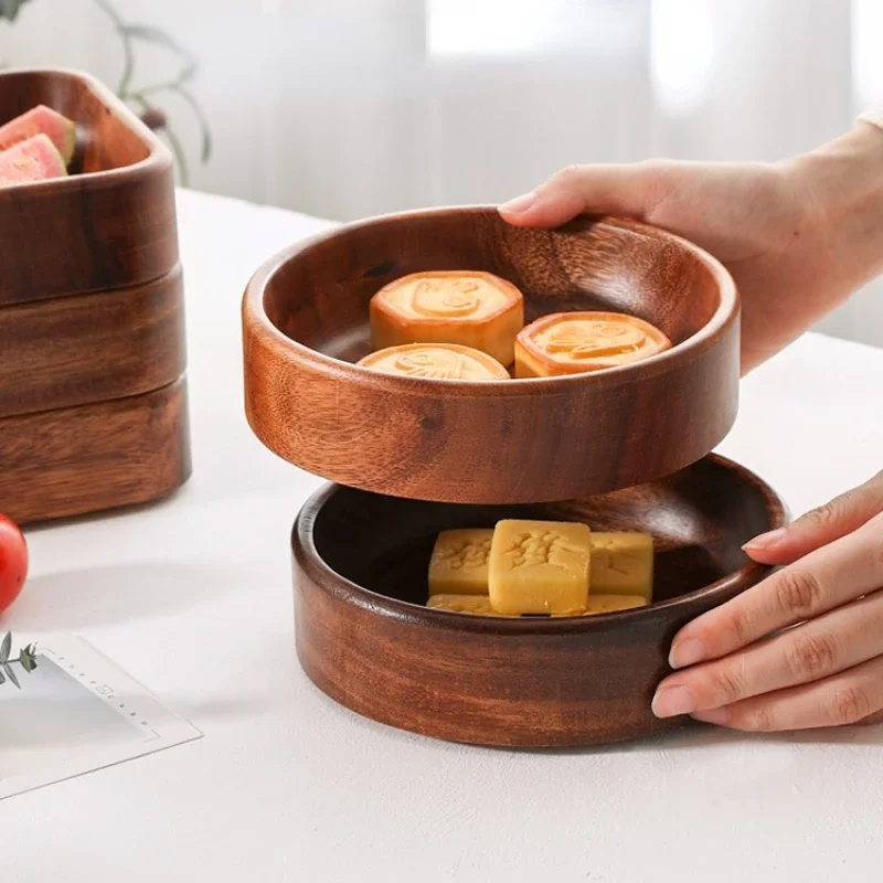 Wooden Food Tray Snack Tray Solid Wood Tableware Table Storage Deluxe Tea Tray Nuts Dessert Tea Ceremony Container