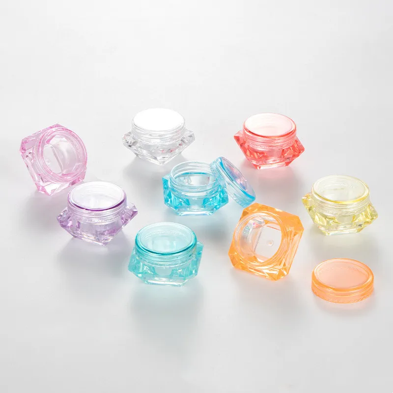 

500pcs Plastic 3g 5g Cosmetic Jars Diamond Shaped Travel Small Cosmetic Sample Dispenser Jars, Lip Scrub Container